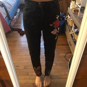 Embroidered Black Denim